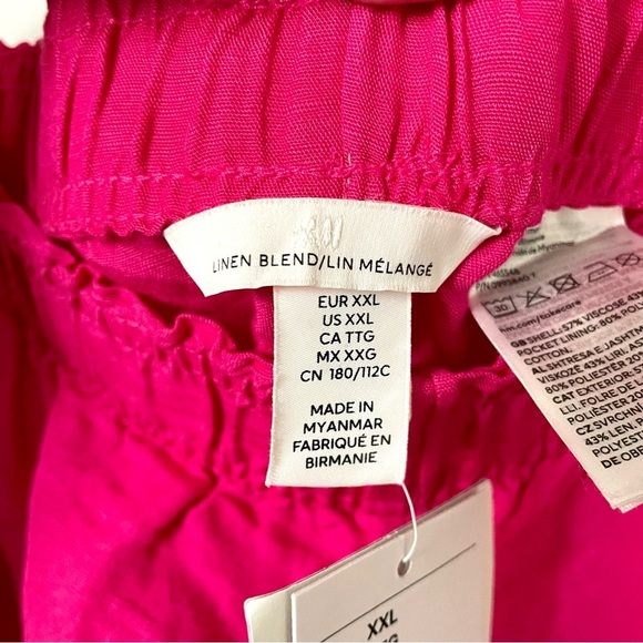 H&M Linen Blend Pink Pull On Elastic Waist Shorts NWT Size XXL - Picture 4 of 6